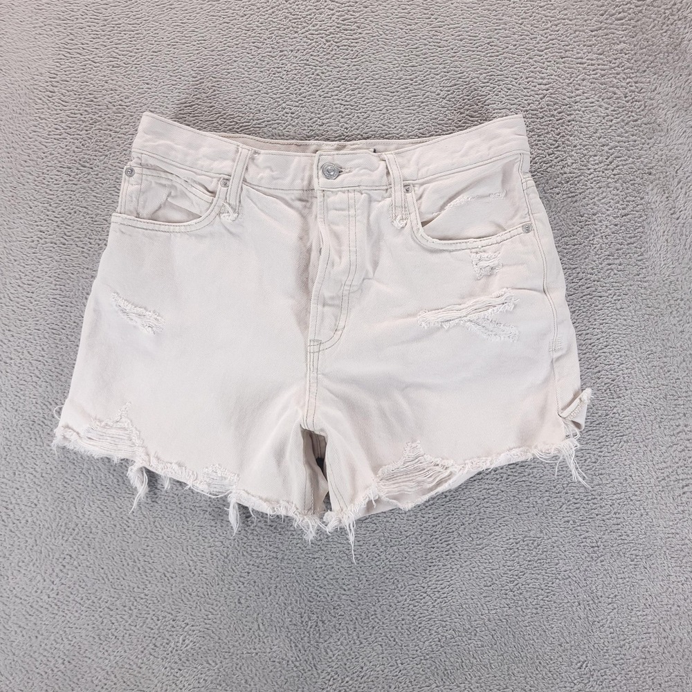 We The Free Shorts Womens 28 White High Rise Distressed Cut Off 3" Inseam Denim